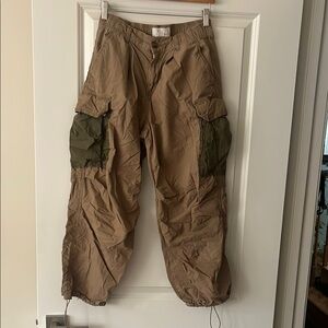 Anthropologie Tan and Olive Straight Leg Pants